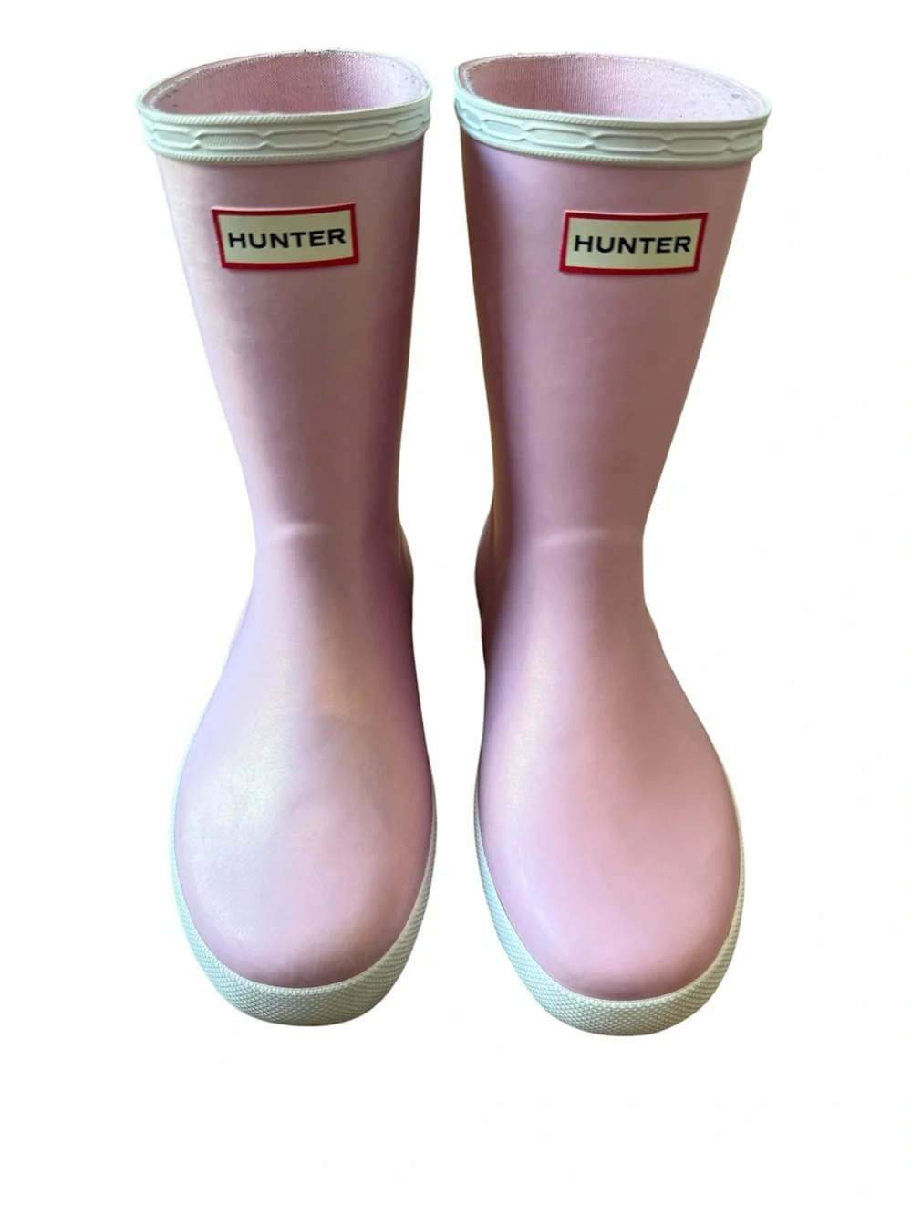 Hunter Kids First Nebula Rain Boot in Iridescent Pink with White Trim